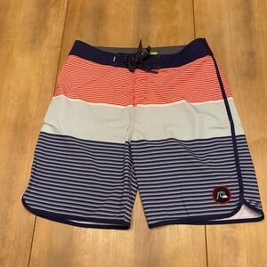 Quiksilver Men's Swim Shorts - Navy, White, Coral